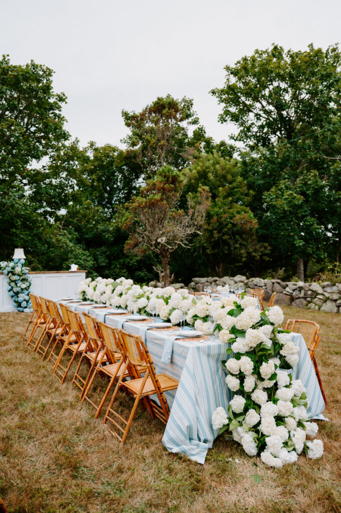 Elegant outdoor reception setup for a Martha’s Vineyard wedding